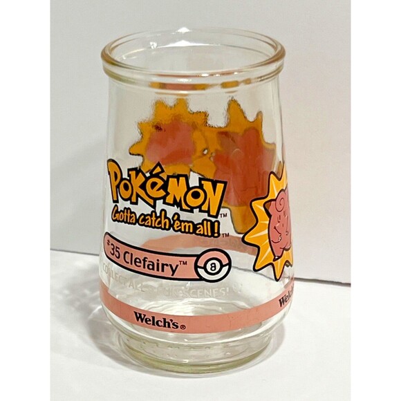 Pokemon Nintendo Welch's Collectible Jelly Jar Glass 1990's #35 Clefairy - Picture 1 of 5
